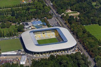 New construction of the Rudolf Harbig Stadium Dresden, the home of 1.FC Dynamo Dresden