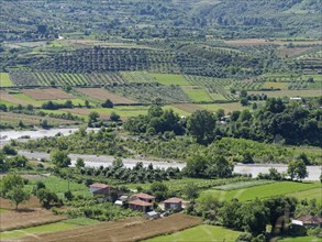 The Osum Valley in the landscape around the Tomorr Massif in Tomorr National Park, also Tomorri