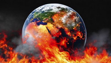 Symbolic image. Climate change, global warming, the environmental catastrophe caused by global