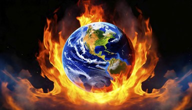 Symbolic image. Climate change, global warming, the environmental catastrophe caused by global