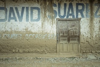 Election slogan on a house wall, San Pedro de Saño, Peru, South America