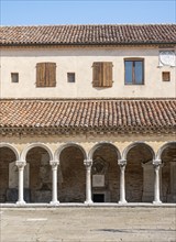 Cloister with tombs, church Chiesa di San Michele in Isola, cemetery island of San Michele, Venice,