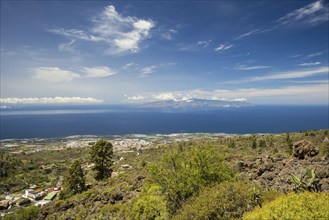 Panorama from Mirador de Chirche over Guia de Isora and Playa de San Juan to the west coast, with