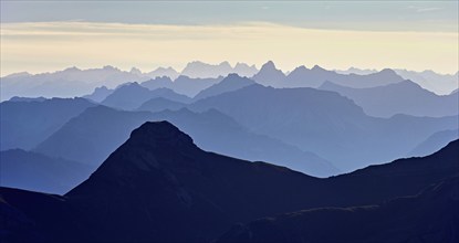 View of the Alps from Chäserrugg, Toggenburg, Canton of St. Gallen, Switzerland, Europe