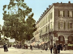 Place Massena, Nice, France, c. 1890, Historic, digitally restored reproduction from a 19th century