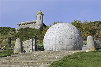 The Great Globe made of Portland stone near Durston Castle on the Isle of Purbeck along the