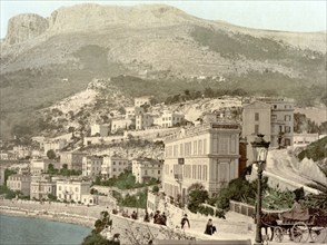 Die Uferpromenade von Monte Carlo, Monaco, ca. 1890, Historic, digitally restored reproduction from