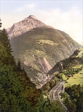 Die St. Gotthardbahn, Windgelle, Switzerland, ca. 1890, Historic, digitally restored reproduction