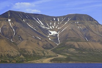 South wall of the Hiorth Mountain, Hiorthfjellet at Adventfjorden, Advent Bay on the southern side