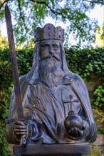 Charlemagne, monument at the monastery ruins, Hersfeld Monastery, Luther site, Bad Hersfeld, Hesse,