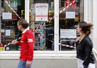 Closed pharmacy. The industry protests against the austerity drive in healthcare policy, Berlin, 14