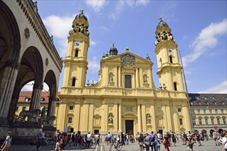 Europe, Germany, Bavaria, Munich, Odeonsplatz, Theatine Church from 1663, St Cajetan, founder of