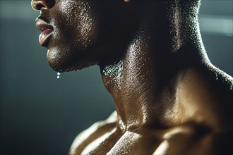 Close up of sweating man after workout. Generative Ai, AI generated