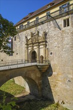 Portal, gate, round arch, bridge, stone figures, coat of arms, relief, decoration, Hohentübingen