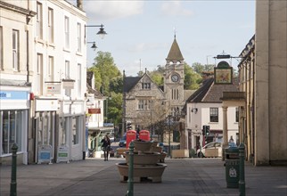 Pedestrianised shopping street in the town of Calne, Wiltshire, England, United Kingdom, Europe