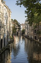 Waterside houses on Oudegracht canal in central Utrecht, Netherlands