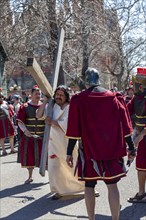 Detroit, Michigan, The Stations of the Cross are portrayed, in Spanish, on Good Friday at the