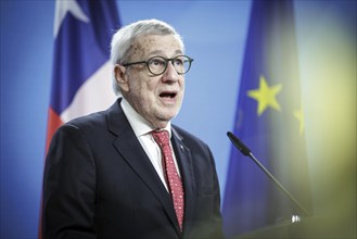 Alberto van Klaveren Stork, Foreign Minister of Chile, photographed during a press conference after