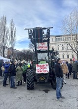 Tractor at the demonstration against right-wing extremism on Ludwigsstraße in Munich, protest