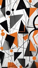 Abstract minimalist illustration wallpaper design accentuated with vibrant orange color, AI