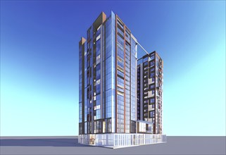 Three dimensional rendering of Modern high-rise building, AI generated