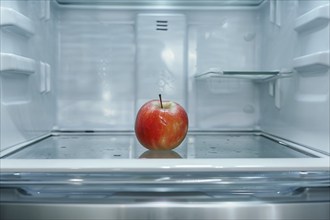 Red apple in open refrigerator. KI generiert, generiert, AI generated