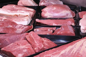 Variation of fine meat products in the butcher's shop