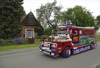 Europe, Germany, Lower Saxony, Lower Elbe Classics, classic car tour, painted small lorry, Made in