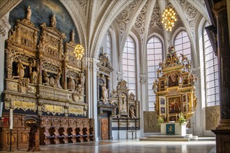 Chancel of the town church with choir stalls, Celle, Lüneburg Heath, Lower Saxony, Germany, Europe