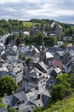 The town of Monschau, in the Eifel, on the river Rur, North Rhine-Westphalia, Germany, Europe