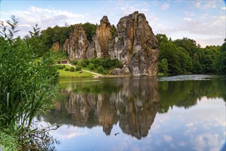 The Externsteine, a sandstone rock formation, Wiembecketeich, in the Teutoburg Forest, near