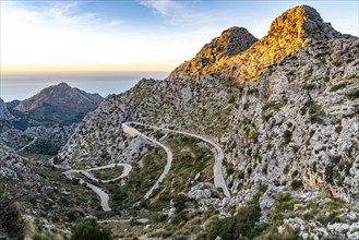 Serpentine road Ma-2141, winding road to Sa Calobra, in the north-west of Majorca, Balearic