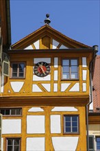 Half-timbered building, clock, window, clock face, hands, time, bell, Hohentübingen Castle, Museum