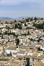 City view, view from the Alhambra, sea of houses from above, Granada, Andalusia, Spain, Europe