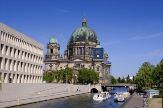 Berlin Cathedral, with Humboldt Forum, Schlossplatz, Museum Island, on the Spree, Berlin, Germany,