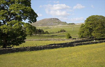 Carboniferous limestone scenery Pen Y Ghent, Yorkshire Dales national park, England, UK from Horton