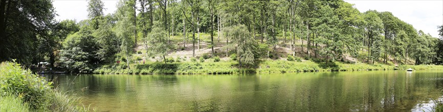 The Hilschweiher pond in the Edenkoben valley in the Palatinate Forest