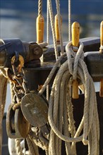 Fishing boats in Texel harbour, rigging, rope, cordage, Texel, Netherlands