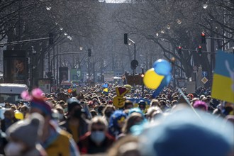 Peace demonstration against the war in Ukraine, instead of the Rose Monday parade in Cologne, with