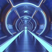 3d rendering of architecture visualization of a futuristic passageway, AI generated