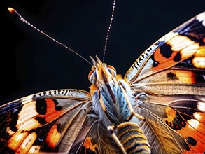 Extreme close-up of a painted lady butterfly (Vanessa cardui), AI generated