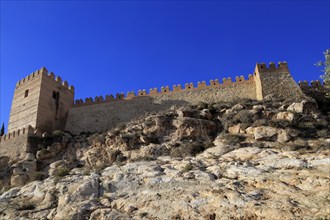 Walls of the Alcazaba fortress in city of Almeria, Spain, Europe