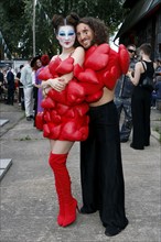 Klaudia Giez and Adriano Salvaggio at the opening of the Tim Burton exhibition in the Radsetzerei