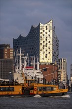 Port of Hamburg, museum ship Cap San Diego at the St. Pauli Landungsbrücken, Elbe Philharmonic