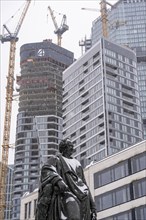 Winter, Goethe monument, snowy, snowfall, construction site of the FOUR construction project, 4