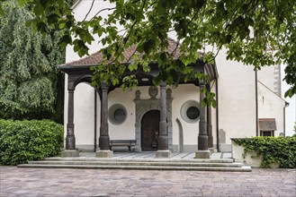 Portal of the late Gothic church of St Johann and Vitus in Horn on the Höri peninsula, Gaienhofen,