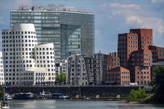 New Zollhof building complex, the Gehry buildings, at the Media Harbour, behind the Stadttor