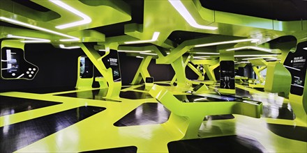 Futuristic exhibition Level Green with three-dimensional network, Autostadt, Wolfsburg, Lower