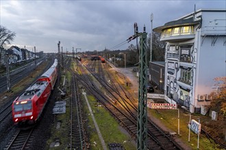 The Deutsche Bahn AG signal box in Mülheim-Styrum, controls train traffic on one of the busiest