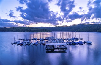 Lake Rursee, reservoir in the Eifel National Park, north-east bank near Heimbach, near the Rur dam